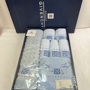 ☆【未使用品】GIVENCHY ジバンシー バスマット バスタオル フェイスタオル ゲストタオル NR10132 Gナルシス ブルー系 箱入り 保管品