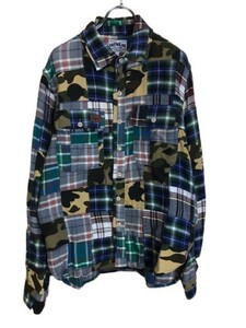 A BATHING APE アベイシングエイプ パッチワークシャツ　長袖襟シャツ マルチカラー M 44799620