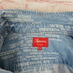 23SS Supreme シュプリーム TRADEMARK JACQUARD DENIM SHIRT デニムシャツ ブルー XL 991772385の画像3