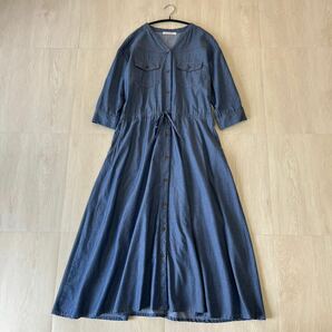 プレフェリール PREFERIR こなれ感漂うデニム風 2way 柔らかで軽やか スキッパー ロングシャツワンピース ロングワンピース 羽織りにも◎の画像2