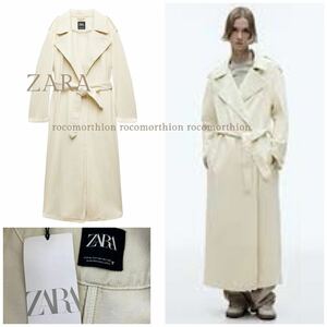 23SS 新タグ ザラ ZARA こなれ感漂うヴィンテージ加工 コットン スプリングコート ロングコート 手洗い可 VINTAGE 