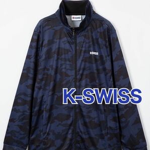 K-SWISS ケースイス　長袖シャツ　フルジップ　吸汗速乾　UVカット　消臭　スポーツウェア　ネイビー　Lサイズ　メンズ　