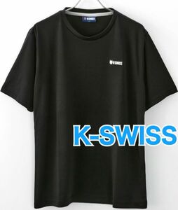 K-SWISS ケースイス　半袖シャツ　吸汗速乾　トップス　スポーツウェア　ブラック　Lサイズ　メンズ　シンプル　ロゴ入り　送料込