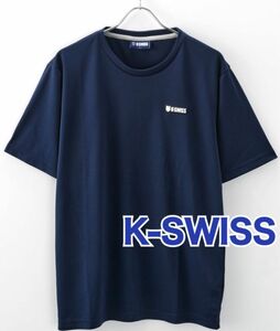 K-SWISS ケースイス　半袖シャツ　吸汗速乾　トップス　スポーツウェア　ネイビー　LLサイズ　メンズ　シンプル　ロゴ入り　