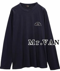 Ｍｒ．ＶＡＮ　 ロゴ入り　長袖Tシャツ メンズ　Lサイズ　ネイビー　ロゴT カットソー クルーネック　バックプリント　送料込み 