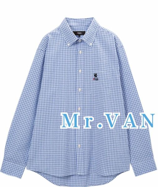 Ｍｒ.ＶＡＮ　 ボタンダウンシャツ　 メンズ　Lサイズ　ライトブルー　長袖シャツ　サッカー素材　快適　涼　送料込み