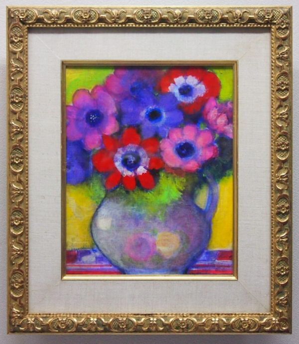 [Authenticity guaranteed] Kazuko Irie Anemone Oil painting, size 3, with inscription, winner of the Independence Award from the Women's Artists Association, by Takeshi Hayashi, a painter with ties to Suginami ward, PIC-174, Painting, Oil painting, Still life