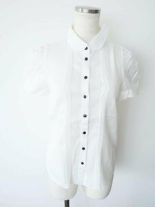[ including carriage ]To b. by agnes b. toe Be bai Agnes B circle collar short sleeves pin tuck blouse S size 36 eggshell white .. feeling s6436615