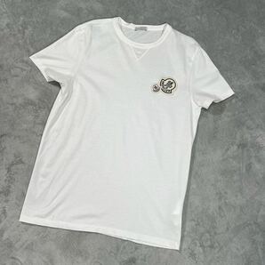1円〜 極美品 MONCLER モンクレール ダブルワッペン 半袖Tシャツ ホワイト Sサイズ 7591の画像1