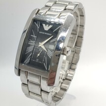 127 EMPORIO ARMANI メンズ 腕時計 時計 エンポリオ アルマーニ AR-0156 スモセコ スクエア クォーツ クオーツ QUARTZ 黒文字盤 SCH_画像1