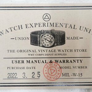 2A7416/未使用品 WMT WATCH EXPERIMENTAL UNIT MIL-W-15 腕時計 自動巻腕時計の画像8