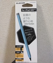 新品未使用 ELECOM エレコム P-TPACAPEN01BU 充電式 アクティブタッチペン 六角 ブルー iPAD 新品未開封 鉛筆 青 水色_画像1