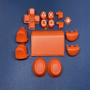 PS4コントローラー　カスタムパーツ 海外製ボタンセット オレンジ 刻印　ジャンク修理