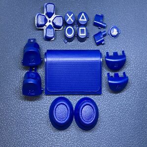 PS4コントローラー　カスタムパーツ 海外製ボタンセット ブルー 刻印　ジャンク修理