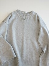 アメリカンホリック AMERICAN HOLIC コットン100 キーネック オーバーサイズ ニット プルオーバー size L 春物_画像6