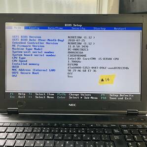 ▲14【通電OK】NEC VersaPro PC-VKM17DZC3 VKM17D-3 Intel(R) Core(TM) i5-8350U 2018年製 Windoes Win ノート PC パソコン ブラック 黒の画像2