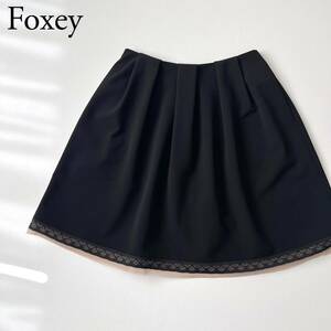 美品 FOXEY NEW YORK フォクシーニューヨーク フレアスカート 膝丈スカート　ロワール ストレッチスムース　サイズ42 日本製