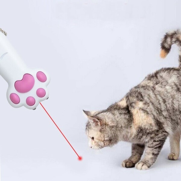 新品 猫じゃらし LEDポインター 白 肉球 赤外線ライト 猫おもちゃ 運動不足 懐中電灯 ネコジャラシ ねこ ネズミ ハンター 爪とぎ 送料無料