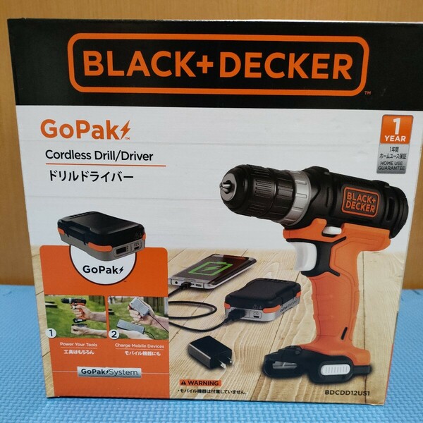 10.8V GoPak ドリルドライバー BDCDD12US1 BLACK+DECKER 未開封品