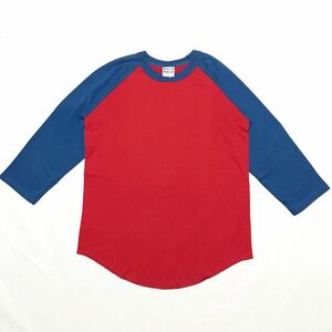 未使用/WALLA WALLA SPORT/Made in USA/3-4-BASEBALL-TEE/2-Tone/Blue×Red/Medium/ワラワラスポーツ/7分袖ベースボールTシャツ/赤×青