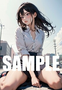 【一点物 アートイラスト】ai 美女 美少女 ポスター 2次元 アニメ 高画質 同人 漫画 美乳 美尻 アイドル 写真光沢紙 A4サイズ 0214