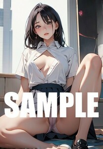 【一点物 アートイラスト】ai 美女 美少女 ポスター 2次元 アニメ 高画質 同人 漫画 美乳 美尻 アイドル 写真光沢紙 A4サイズ 0213