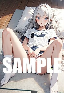 【一点物 アートイラスト】ai 美女 美少女 ポスター 2次元 アニメ 高画質 同人 漫画 ファンタジー 美尻 銀髪 写真光沢紙 A4サイズ 00277