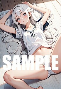 【一点物 アートイラスト】ai 美女 美少女 ポスター 2次元 アニメ 高画質 同人 漫画 ファンタジー 美尻 銀髪 写真光沢紙 A4サイズ 00263