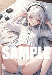 【一点物 アートイラスト】ai 美女 美少女 ポスター 2次元 アニメ 高画質 同人 漫画 ファンタジー 美尻 銀髪 写真光沢紙 A4サイズ 00249