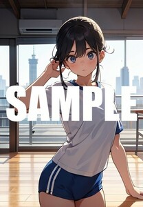 【一点物 アートイラスト】ai 美女 美少女 ポスター 2次元 アニメ 高画質 同人 漫画 体操服 美尻 ブルマ 写真光沢紙 A4サイズ 00450