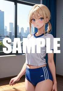 【一点物 アートイラスト】ai 美女 美少女 ポスター 2次元 アニメ 高画質 同人 漫画 体操服 美尻 ブルマ 写真光沢紙 A4サイズ 00229