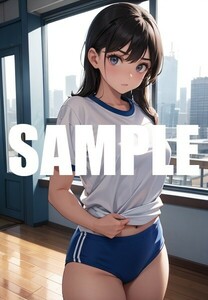 【一点物 アートイラスト】ai 美女 美少女 ポスター 2次元 アニメ 高画質 同人 漫画 体操服 美尻 ブルマ 写真光沢紙 A4サイズ 00225