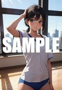 【一点物 アートイラスト】ai 美女 美少女 ポスター 2次元 アニメ 高画質 同人 漫画 体操服 美尻 ブルマ 写真光沢紙 A4サイズ 00221