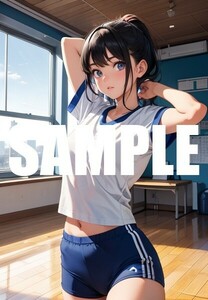 【一点物 アートイラスト】ai 美女 美少女 ポスター 2次元 アニメ 高画質 同人 漫画 体操服 美尻 ブルマ 写真光沢紙 A4サイズ 00214