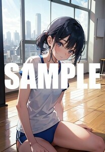 【一点物 アートイラスト】ai 美女 美少女 ポスター 2次元 アニメ 高画質 同人 漫画 体操服 美尻 ブルマ 写真光沢紙 A4サイズ 00395