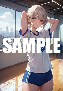 【一点物 アートイラスト】ai 美女 美少女 ポスター 2次元 アニメ 高画質 同人 漫画 体操服 美尻 ブルマ 写真光沢紙 A4サイズ 00390