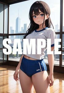 【一点物 アートイラスト】ai 美女 美少女 ポスター 2次元 アニメ 高画質 同人 漫画 体操服 美尻 ブルマ 写真光沢紙 A4サイズ 00239