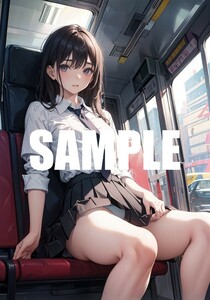 【アートイラスト】ai 美女 美少女 ポスター 2次元 アニメ 高画質 同人 漫画 車内 制服 美尻 写真光沢紙 A4サイズ 00268