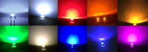 高輝度LED ストローハット 5mm 計100本 各10本 10色セット ケース付 赤・青・白・緑・黄・橙・紫・ピンク・ウォームホワイト 電子部品工作