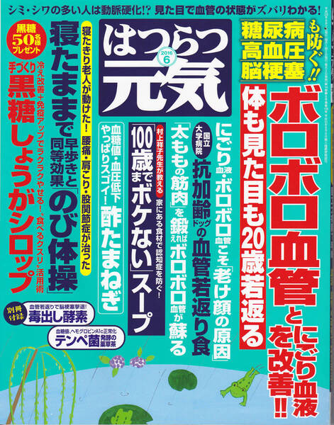 【送料込み】芸文社「はつらつ元気 2016年6月号」特集「ボロボロ血管とにごり血液を改善 ! 」