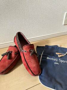 使用少なめ Berluti ドライビングシューズ スリッポン 靴 レッド ベルルッティ 6