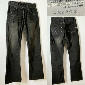 【ラメ＆色落ち絶妙】 2000s位 ビンテージ Lee RIDERS リー ライダース LM2202 ブーツカット ストレッチ ブラック デニムパンツ ジーンズ S