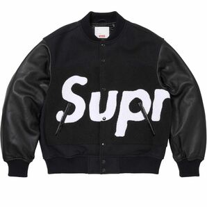 新品　送料無料　Supreme BIG Logo Chenille Varsity Jacket /S black 黒