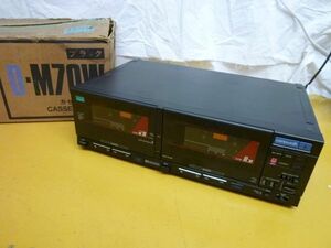 DD1019 Sansui ステレオダブルカセットデッキ D-M70W ブラック 昭和レトロ 現状品 音出し,録音未確認 動作確認済/100