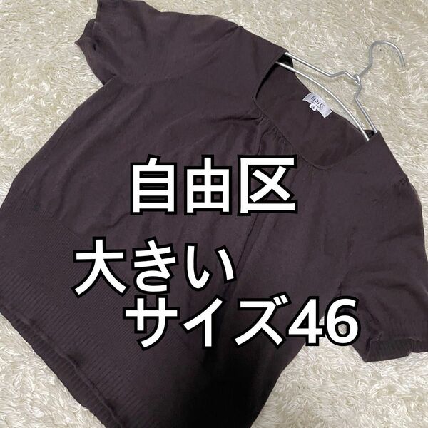 大きいサイズ46 自由区　半袖ニット　サマーニット