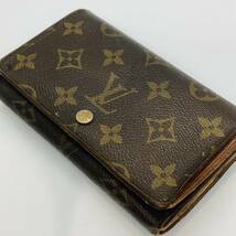 1円 LOUIS VUITTON ルイヴィトン モノグラム ポルトモネビエ トレゾール 二つ折り 財布 ウォレット レディース ブラウン系_画像1