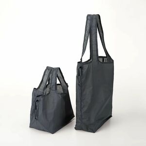 無印良品　買い物バッグ マチ広＆ショルダー ２点　エコバック（チャコールグレー）