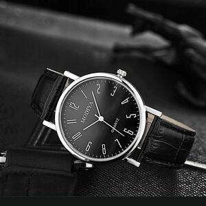 腕時計 ビジネス シンプル ナンバー文字盤 ブラック×ブラック クウォーツ ギフト 新着