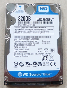 HDD 2.5インチ WesternDigital WD3200BPVT-80ZEST0 320GB