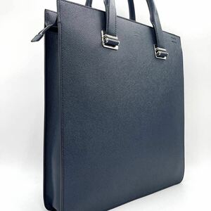 A4*[ present / super-beauty goods ]Dunhill Dunhill kado gun men's business bag tote bag type .. shoulder leather navy high capacity commuting 